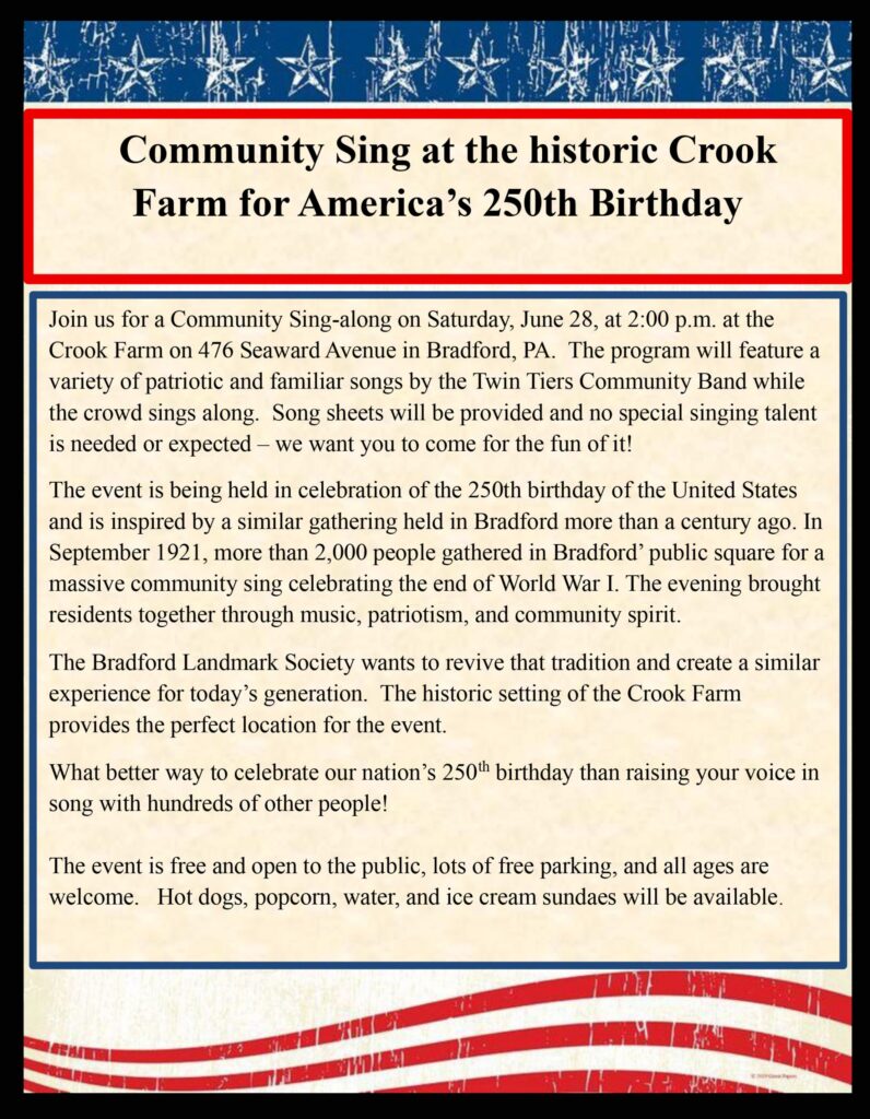 Bradford Landmark Society Host Community Sing Historic Crook Farm